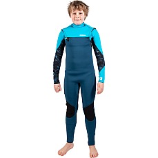 Traje De Neopreno Gul Junior Response 5/4 Mm Con Cremallera En El Pecho Y La Espalda - Azul Marino/Cian Re1251