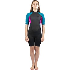 Traje De Neopreno Gul Junior Response Para Niña, Corto, 3/2 Mm, Color Azabache/Azul Verdoso, Re3321