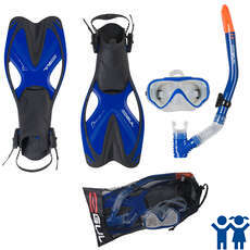Gul Tarpon Junior Máscara / Snorkel / Fin Set - Azul / Negro Gul Tarpon Junior Máscara / Snorkel / Fin Set - Azul / Negro
