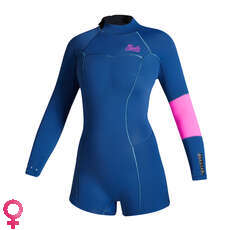 Traje De Neopreno Corto Mystic Lunar 2/2 Mm Back-Zip Longarm Shorty Para Mujer - Azul Verano Traje De Neopreno Corto Mystic Lunar 2/2 Mm Back-Zip Longarm Shorty Para Mujer - Azul Verano