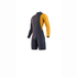 Mystic Marshall 3/2 Gbs Front-Zip Longarm Shorty Traje De Neopreno - Azul / Mostaza