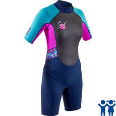 Gul Junior Girls Response 3 / 2Mm Shorty Wetsuit - Navy / Pink - Re3321-B7