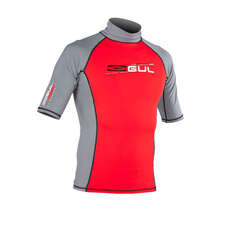 Gul Xola Manga Corta Para Hombre Rash Chaleco / Guardia - Rojo / Profundamente Gris