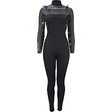 Traje De Neopreno Sola Nova 5/4 Mm Con Cremallera Frontal Para Mujer - Negro/Pizarra