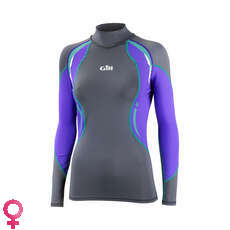 Gill Womens Sport Uv Manga Larga Rash Vest - Ash / Púrpura Gill Womens Sport Uv Manga Larga Rash Vest - Ash / Púrpura