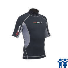 Gul Evotherm Flatlock Júnior Manga Corta Rash Guard - Negro / Gris