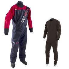 Traje Seco Con Cremallera Delantera Gul Gamma - Azul Marino / Rojo - Traje Bajo Con Incly