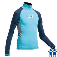 Gul Júnior Flatlock Manga Larga Rashguard - Turquesa / Azul Marino