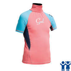 Gul Júnior Flatlock Manga Corta Rashguard - Coral / Turquesa