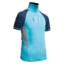Gul Junior Flatlock Manches Courtes Lycra - Turquoise / Marine