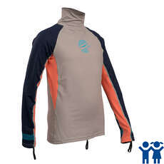 Gul Junior Girls Manga Larga Rashvest - Plata / Coral