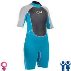 Gul Júnior Niñas Respuesta 3 / 2Mm Verano Shorty De Neopreno -Turq / Plata Gul Júnior Niñas Respuesta 3 / 2Mm Verano Shorty De Neopreno -Turq / Plata