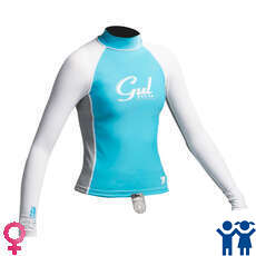 Gul Surf Júnior Chicas Manga Larga Rashguard - Turquesa / Plata Gul Surf Júnior Chicas Manga Larga Rashguard - Turquesa / Plata