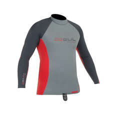 Gul Xola Manga Larga Para Hombre Rashguard 2015 - Gris Oscuro / Rojo