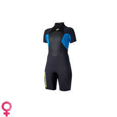Magic Marine Womens Ultimate 3 / 2Mm Back-Zip Traje De Neopreno Corto - Azul