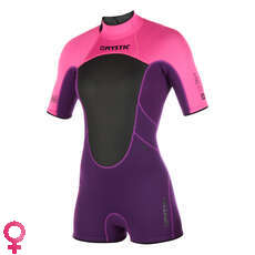 Mystic Para Mujer Marca 3/2 Mm Bzip Flatlock Shorty Wetsuit - Púrpura Mystic Para Mujer Marca 3/2 Mm Bzip Flatlock Shorty Wetsuit - Púrpura