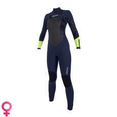 Traje De Neopreno Con Cremallera Doble Mystic Para Mujer Diva 3/2 Mm - Azul Marino / Lima Traje De Neopreno Con Cremallera Doble Mystic Para Mujer Diva 3/2 Mm - Azul Marino / Lima