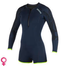 Mystic - Diva Para Mujer 3/2 Mm Fzip Longarm Shorty - Azul Marino / Lima Mystic - Diva Para Mujer 3/2 Mm Fzip Longarm Shorty - Azul Marino / Lima