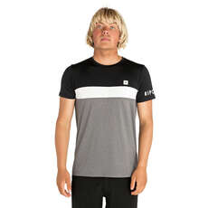Rip Curl, Manga Corta, Subrayado, Panel Uv Tee - Negro / Gris