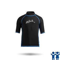 Manga Corta Zhik Ni?os Spandex Rash Chaleco / Guardia - Negro / Cyan