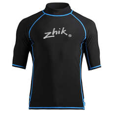 Manga Corta Para Hombre Zhik Spandex Rash Chaleco / Guardia - Negro / Cyan