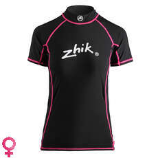 Zhik Mujer De La Manga Corta Spandex Rash Chaleco / Guardia - Negro / Rosa