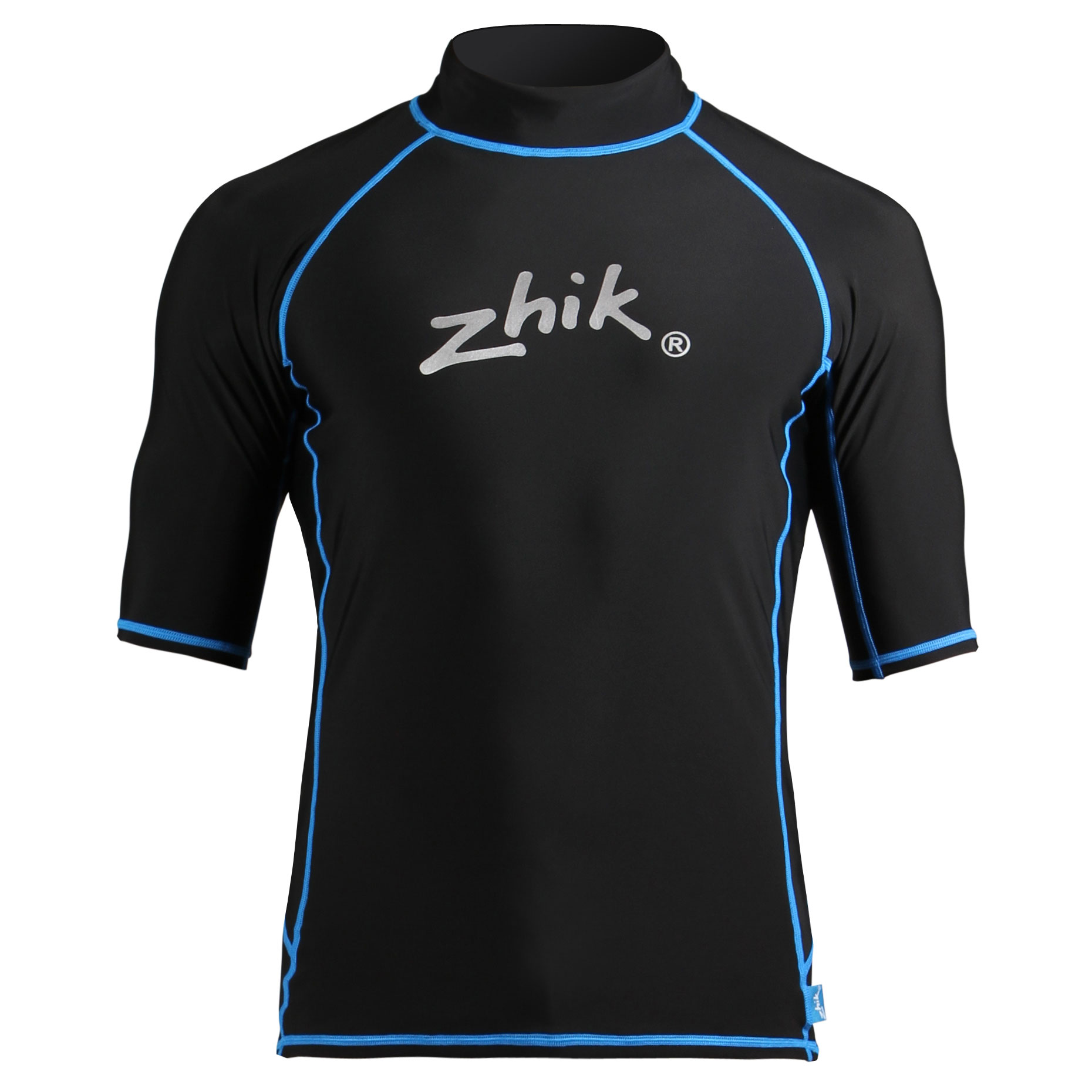 Manga Corta Para Hombre Zhik Spandex Rash Chaleco / Guardia - Negro / Cyan