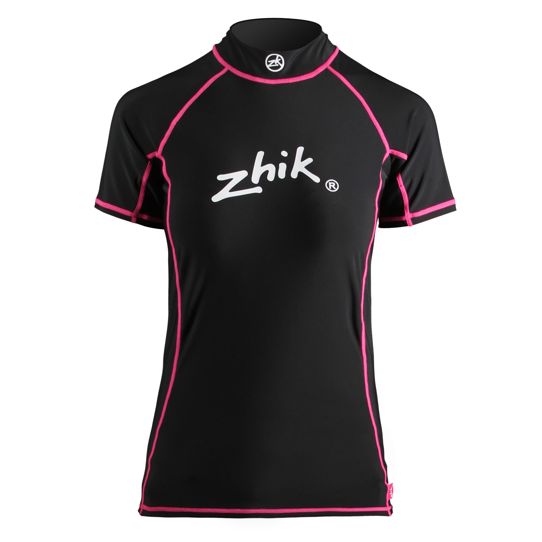 Zhik Mujer De La Manga Corta Spandex Rash Chaleco / Guardia - Negro / Rosa